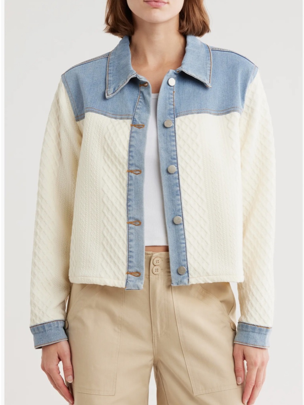 Women's Mixed Media Denim Shirt Jacket
